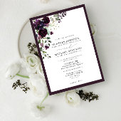 Formele Plum Paars Floral Waterverf Script Kaart