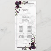 Formele Plum Paarse Waterverf bruiloft programma Programmakaart (Achterkant)
