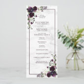 Formele Plum Paarse Waterverf bruiloft programma Programmakaart (Staand voorkant)