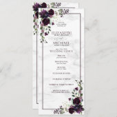 Formele Plum Paarse Waterverf bruiloft programma Programmakaart (Voorkant / Achterkant)
