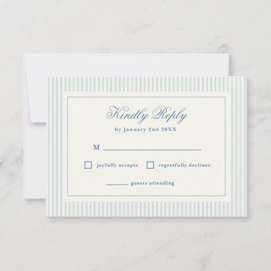 Formele Preppy Franse Blauwe Strepen RSVP (Voorkant)