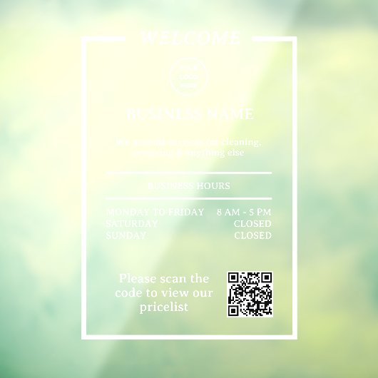 Formele professionele openingstijden QR-code Raamsticker (Vel 3)