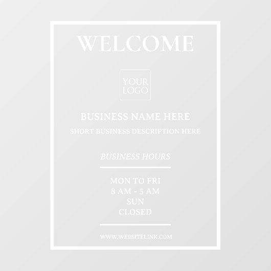 Formele Professionele Winkel Bedrijfsuren met Logo Raamsticker (Vel)