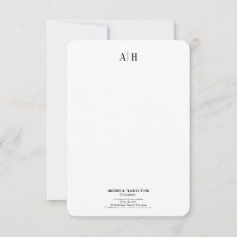 Formele Professionele Zaken Twee Monogram Bedankkaart