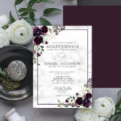 Formele pruimenbloem Paarse Waterverf bruiloft Kaart