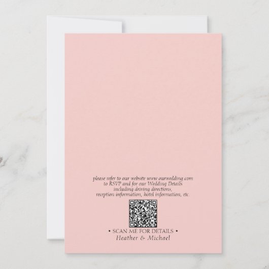 Formele QR Code Blush Pink Monogram Script Weddens Kaart (Achterkant)