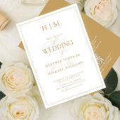 Formele QR Code Gold Monogram Calligrafie Weddensc Kaart