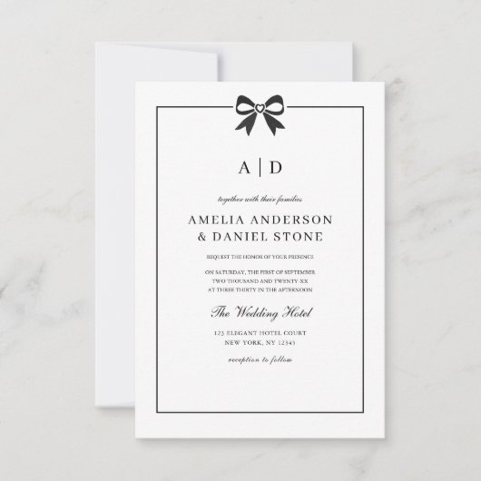 Formele QR-Code Zwart-wit boog Monogram Kaart (Voorkant)