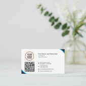 Formele QR Professionele Moderne Marine Blauw Bedr Visitekaartje (Staand voorkant)