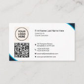 Formele QR Professionele Moderne Marine Blauw Bedr Visitekaartje (Voorkant)