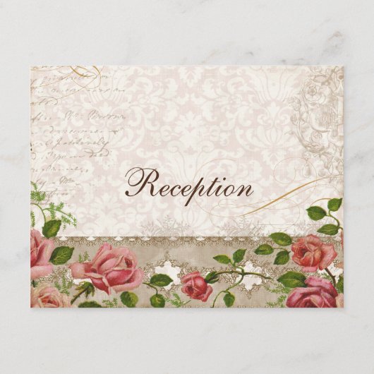Formele receptie Uitnodiging Tea Roos Lace Informatiekaartje (Achterkant)