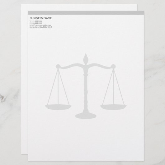 Formele rechter Scale Attorney Letterhead Gepersonaliseerd Briefhoofd (Voorkant / Achterkant)