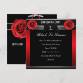 Formele Red Rose Black Stropdas Corporate Invite Kaart (Voorkant / Achterkant)