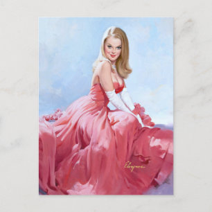 Formele rode jurk pin-up briefkaart