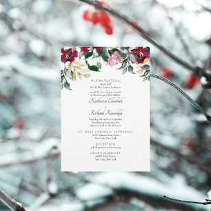 Formele Rode Roos Winter 2 Locatie Bruiloft Kaart