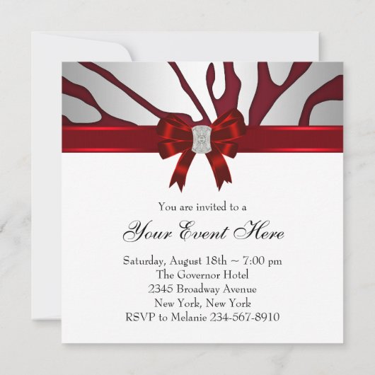 Formele Rode Zebra Uitnodiging (Achterkant)