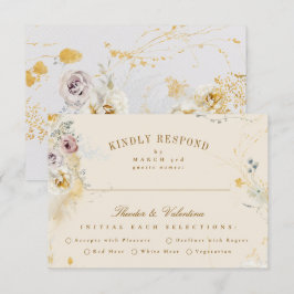 Formele romantische betoverende botanische bruilof RSVP kaartje