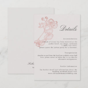 Formele Roos Orchidee Huwelijksdetails Bijlagekaar Informatiekaartje