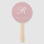 Formele Roos Roze Monogram Elegant Wedding Handwaaier (Achterkant)