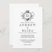 Formele Royal Crest Monogram bruiloft Kaart (Voorkant / Achterkant)