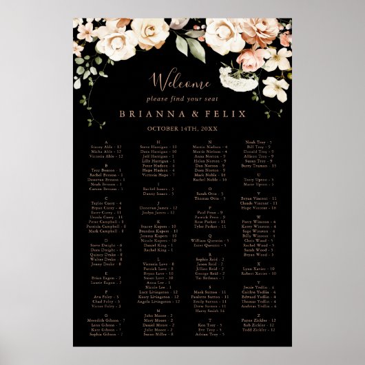 Formele Royal Floral alfabetische zitgrafiek Poster (Voorkant)