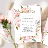 Formele Roze, Blush en Roos Gouden Bloemenbruiloft Kaart