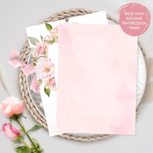 Formele Roze, Blush en Roos Gouden Bloemenbruiloft Kaart