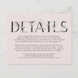 Formele roze Floral Letters Weddenschap-kaart Informatiekaartje