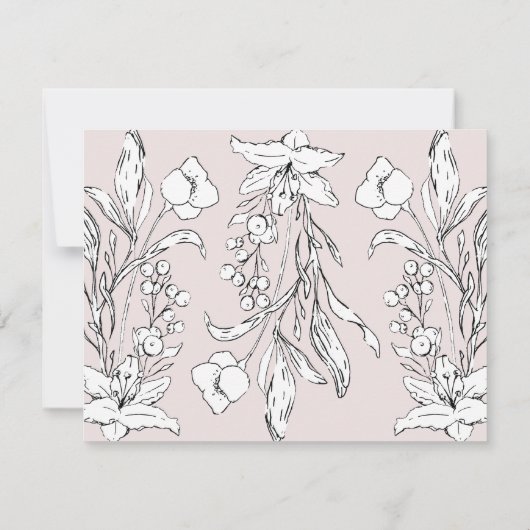 Formele roze Floral Letters Wedding RSVP Reactie (Achterkant)