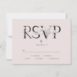 Formele roze Floral Letters Wedding RSVP Reactie Kaartje