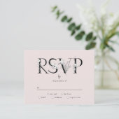 Formele roze Floral Letters Wedding RSVP Reactie Kaartje (Staand voorkant)