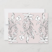 Formele roze Floral Letters Wedding RSVP Reactie Kaartje (Achterkant)