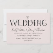Formele roze Musk Floral Letters Weddenschap Kaart (Voorkant)
