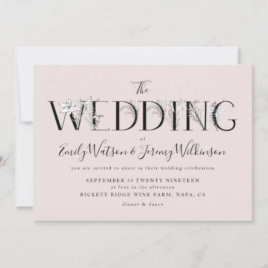 Formele roze Musk Floral Letters Weddenschap Kaart (Voorkant)