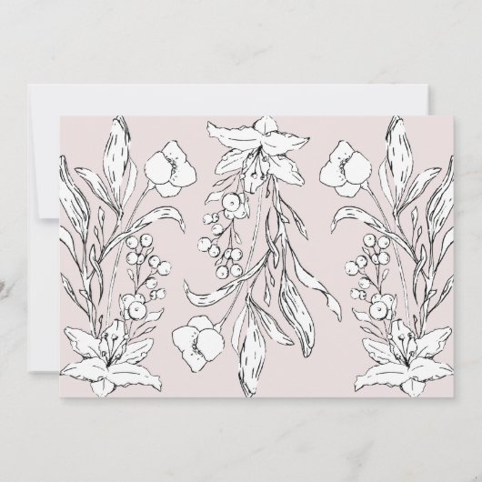 Formele roze Musk Floral Letters Weddenschap Kaart (Achterkant)