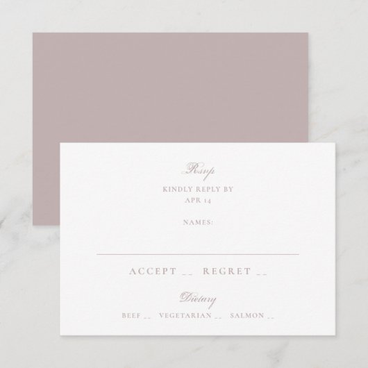 Formele Roze Roze Huwelijk RSVP Kaartje (Voorkant / Achterkant)