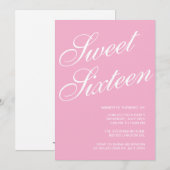 Formele roze Sweet 16 Uitnodigingen (Voorkant / Achterkant)