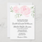 Formele roze Waterverf Floral Wedding Invitations Kaart (Voorkant)