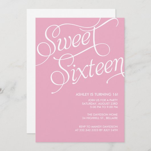 Formele roze zoete 16 injecties kaart (Voorkant / Achterkant)