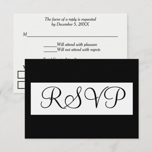 Formele RSVP bruiloft zwart wit Kaartje (Voorkant / Achterkant)