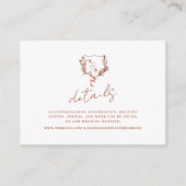 Formele Rust Bloemen Crest Monogram Trouwdetails Informatiekaartje (Voorkant)