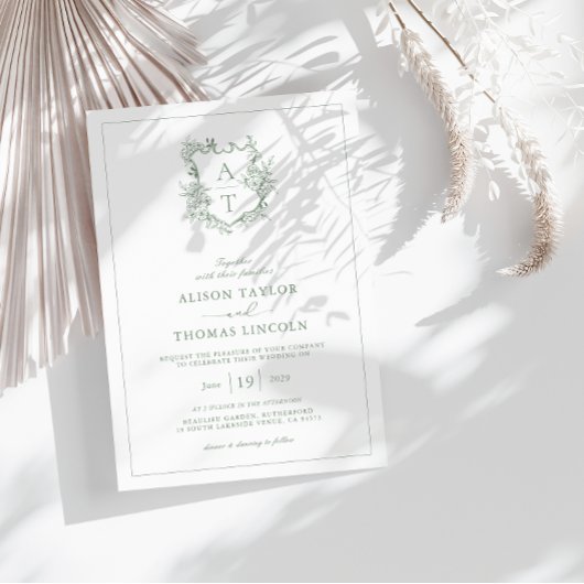 Formele rustdag Groene Monogram Weddenschap Kaart