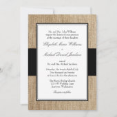 Formele Rustic Burlap Black Wedding Invitations Kaart (Voorkant)