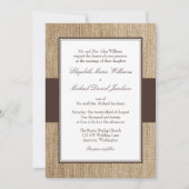 Formele Rustic Burlap Brown Wedding Invitations Kaart (Voorkant)