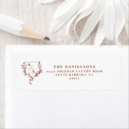 Formele Rustieke Bloem Crest Monogram Huwelijk Etiket