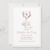 Formele Rustieke Bloemige Monogram Wapen Bruidsdou Kaart (Voorkant)