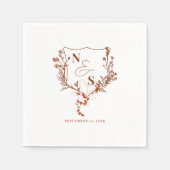 Formele rustieke Floral Crest Monogram Huwelijk Servet (Voorkant)