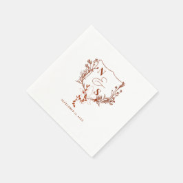 Formele rustieke Floral Crest Monogram Huwelijk Servet