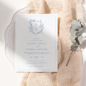 Formele ruststok Blauwe Monogram Weddenschap Kaart