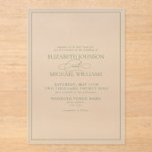 Formele Sage Green Classic Script Wedding Acryl Uitnodigingen (Voorkant)